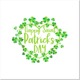 Cute Lucky Heart Shamrock Happy St Patricks Day Family Heart Posters and Art